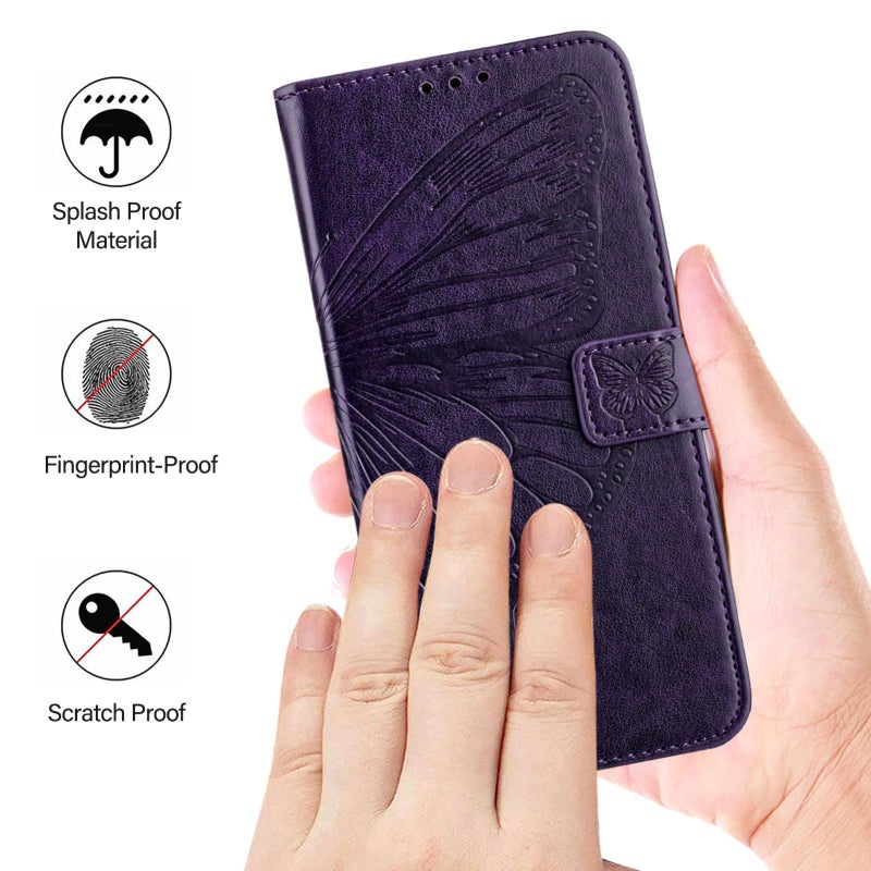 erorex For TCL 60 SE NxtPaper / 605 Embossed  Leather Phone Case(Dark Purple) - Image 5
