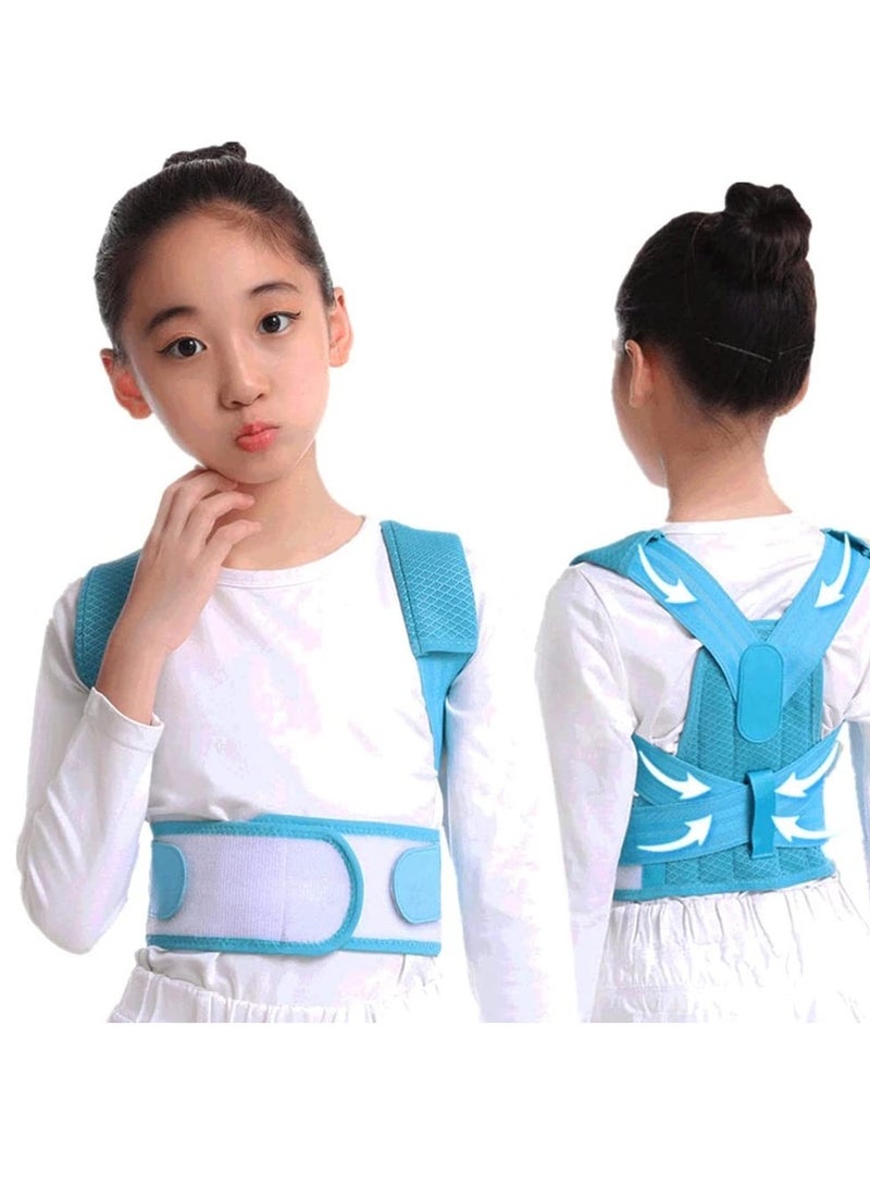 SOLARAE Back Brace, Posture Corrector for Kids Teens, Relieve Back Pain Adjustable Upper Back race Spinal Support with Soft Shoulder Pads to Prevent Humpback, Recommended by Doctor (M, Blue) - Image 1