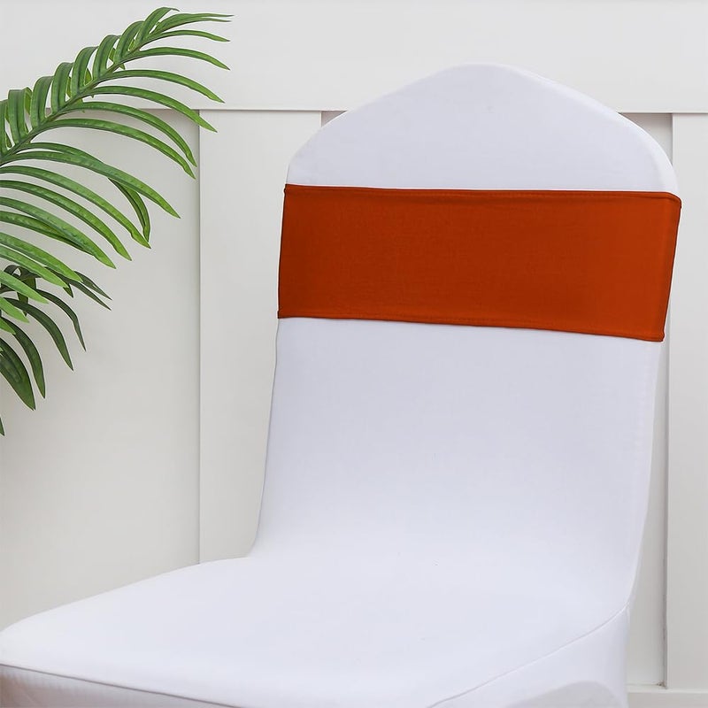 Gankar Terracotta Chair Sashes 50 Pack  Chair Bows Sashes for Birthday  Spandex Chair Sashes for Wedding  Party Decor  Terracotta Sashes for Chair Covers. - Image 4