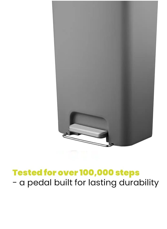EKO - HANA SERIES | Brushed Matte Finish | Soft-Closing | Fingerprint-Resistant | Pedal Trash & Garbage Bin | Versatile For Homes & Communal Areas | 50 Liters | Matte Grey - Image 1