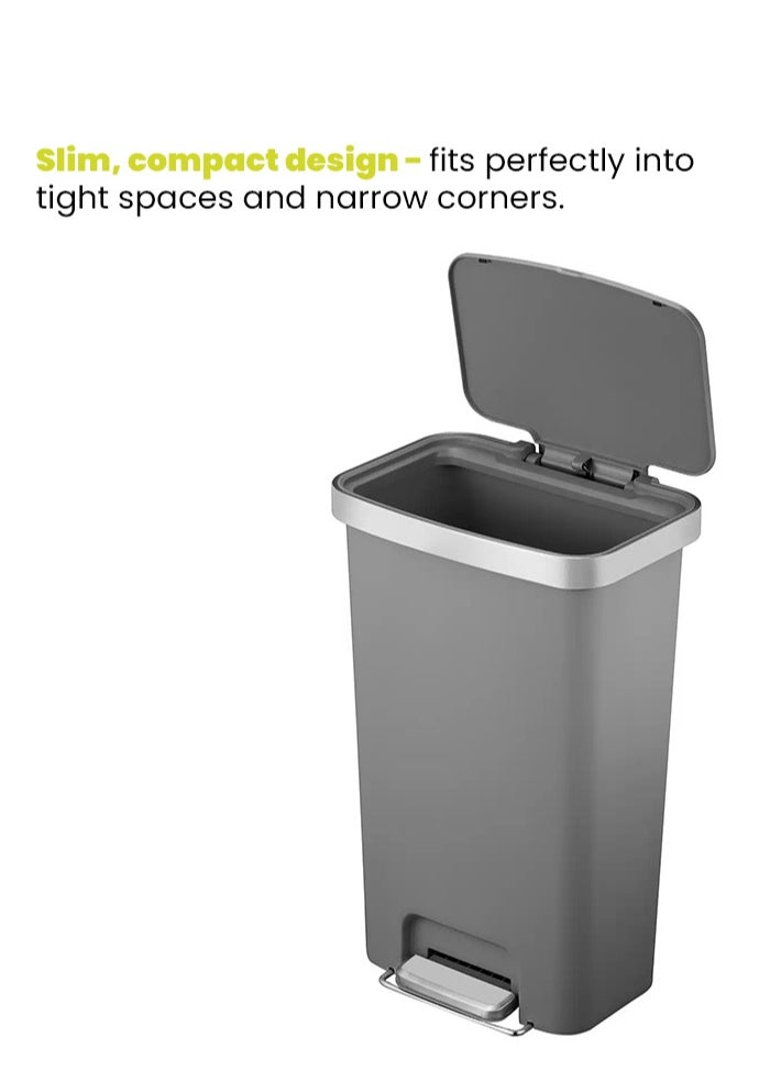 EKO - HANA SERIES | Brushed Matte Finish | Soft-Closing | Fingerprint-Resistant | Pedal Trash & Garbage Bin | Versatile For Homes & Communal Areas | 50 Liters | Matte Grey - Image 1