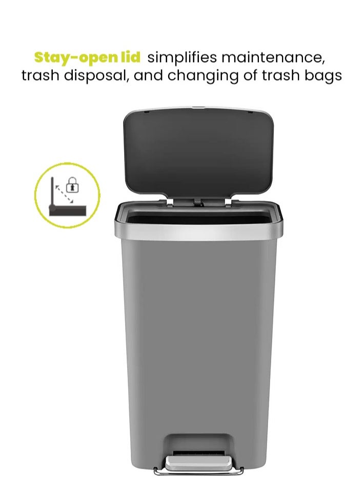 EKO - HANA SERIES | Brushed Matte Finish | Soft-Closing | Fingerprint-Resistant | Pedal Trash & Garbage Bin | Versatile For Homes & Communal Areas | 50 Liters | Matte Grey - Image 1