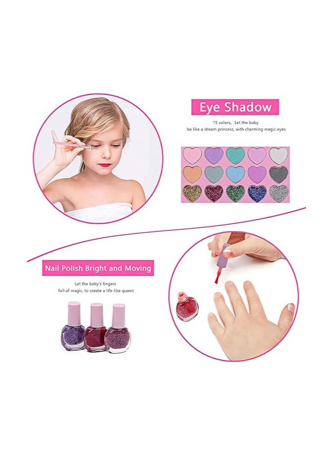 ALMEKAQUZ Kids Girls Makeup Kit,Washable Makeup Toys For Girls,Makeup Toys Tote Bag for Toddlers,Princess Dress Up Game With Mermaid Pattern,For Girls 6-12 Years Old,Makeup Birthday Gift Toy (white)  - Image 4
