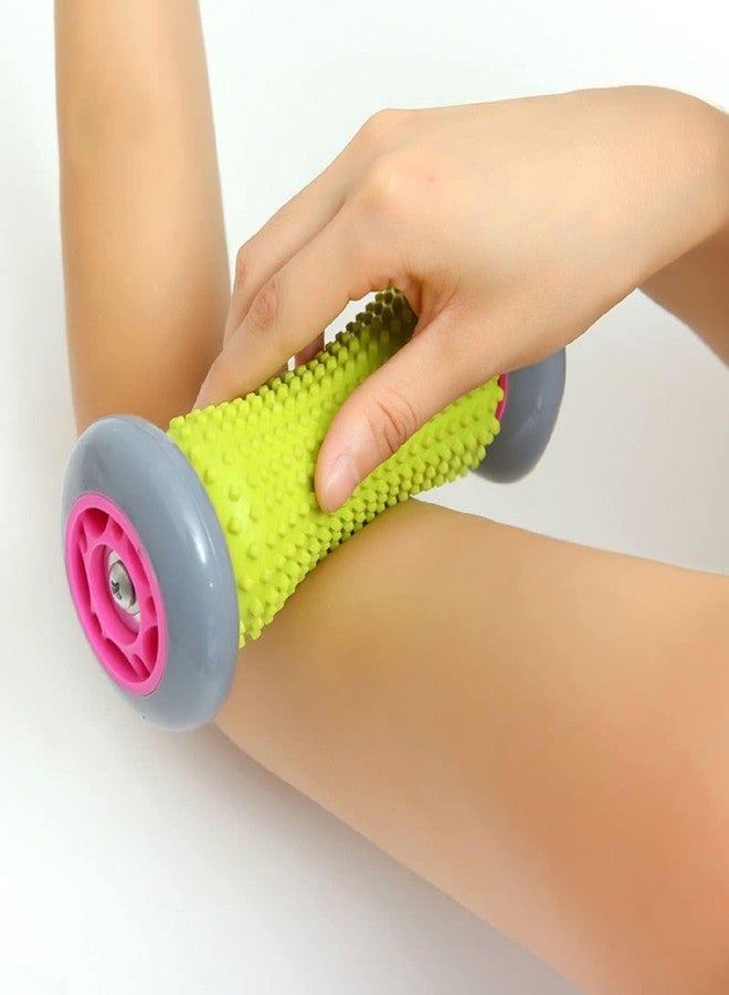Penario Foot Massage Roller, Ergonomic Design for Plantar Fasciitis Relief, Deep Tissue Recovery, Yellow and Pink, Textured Surface with Wheels - Image 5