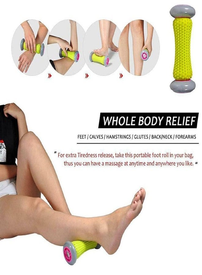 Penario Foot Massage Roller, Ergonomic Design for Plantar Fasciitis Relief, Deep Tissue Recovery, Yellow and Pink, Textured Surface with Wheels - Image 4