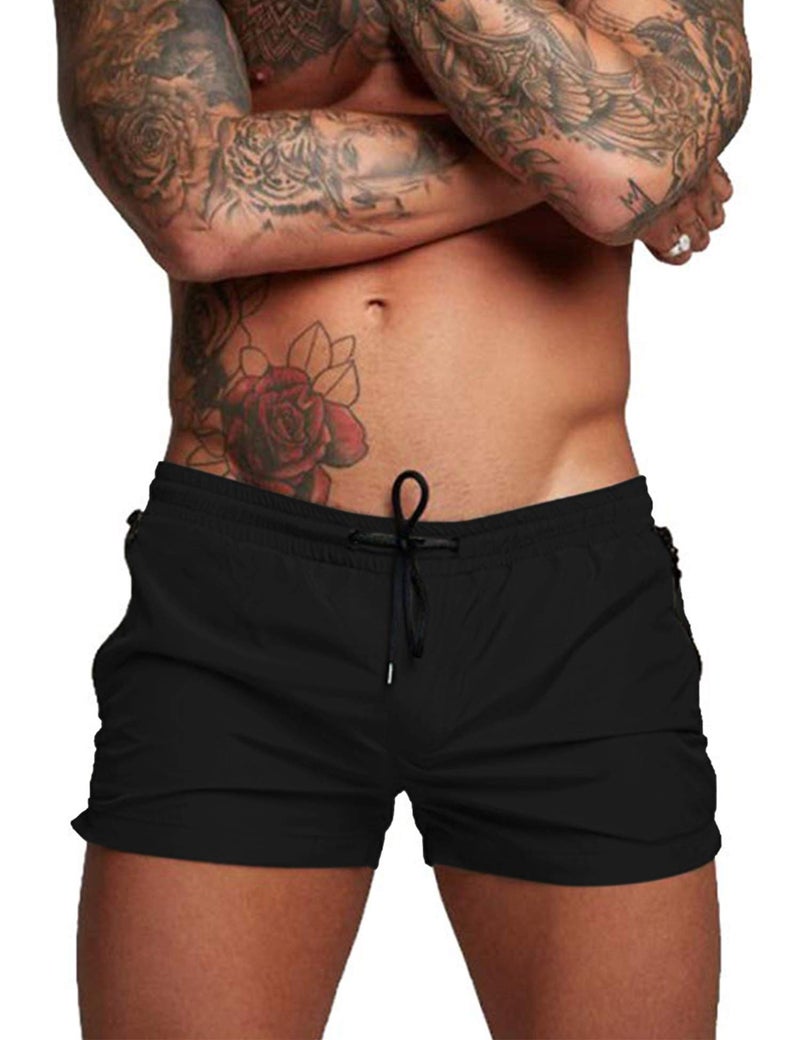 COOFANDY Mens Quick Dry Swimwear Boxer Brief Trunks, Large, Black - Image 1