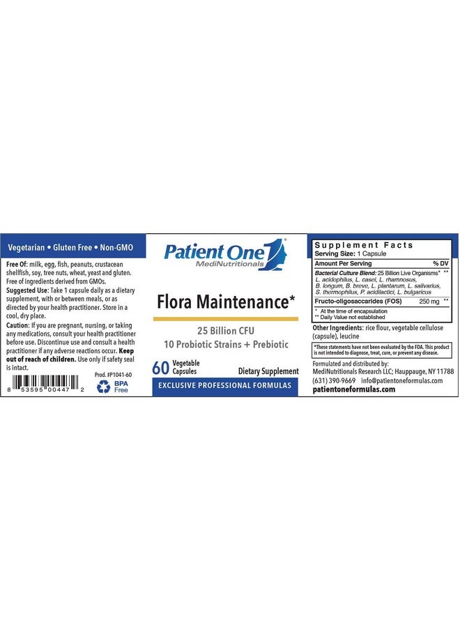 Patient One Flora Maintenance (25 Billion Cfu) 60 Acid Resistant Vegetable Capsules  - Image 4
