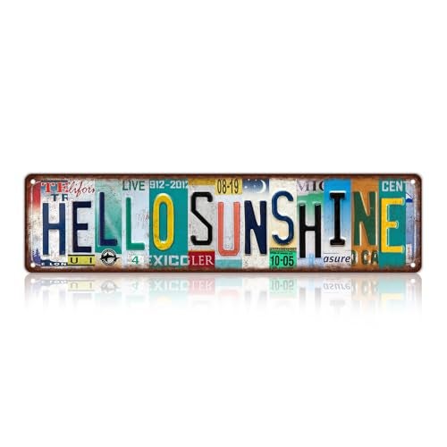 MTsigns Vintage Hello Sunshine Metal Tin Signs Street Signs Man Cave Wall Decor 16 x 4 Inches - Image 1