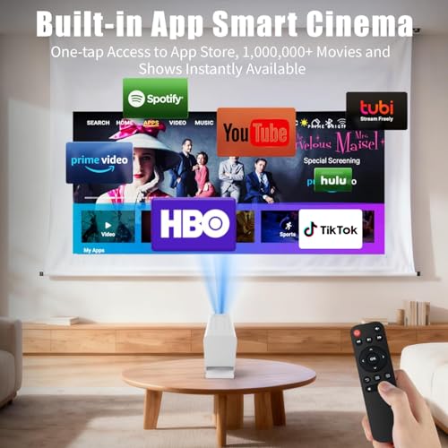 XENPONAD [Smart Projector with Apps] 4K Supported Mini Projector with Wifi and Bluetooth, XENPONAD Movie Projector for Bedroom Celling Camping & Outdoor Use, Portable Projector with Speaker, Auto Keystone - Image 2