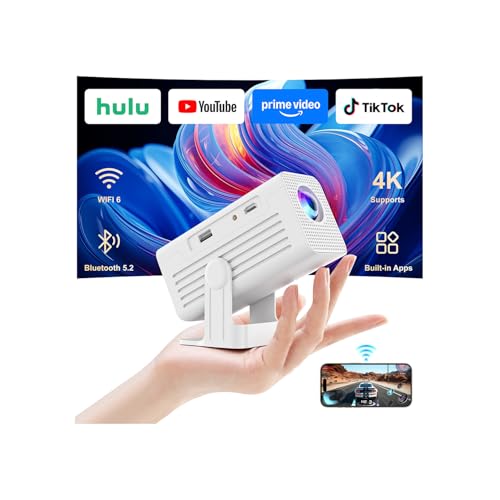 XENPONAD [Smart Projector with Apps] 4K Supported Mini Projector with Wifi and Bluetooth, XENPONAD Movie Projector for Bedroom Celling Camping & Outdoor Use, Portable Projector with Speaker, Auto Keystone - Image 1