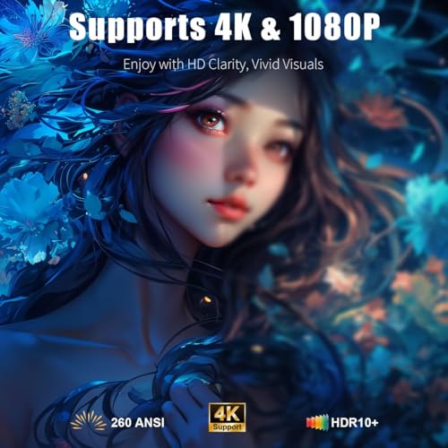 XENPONAD [Smart Projector with Apps] 4K Supported Mini Projector with Wifi and Bluetooth, XENPONAD Movie Projector for Bedroom Celling Camping & Outdoor Use, Portable Projector with Speaker, Auto Keystone - Image 5