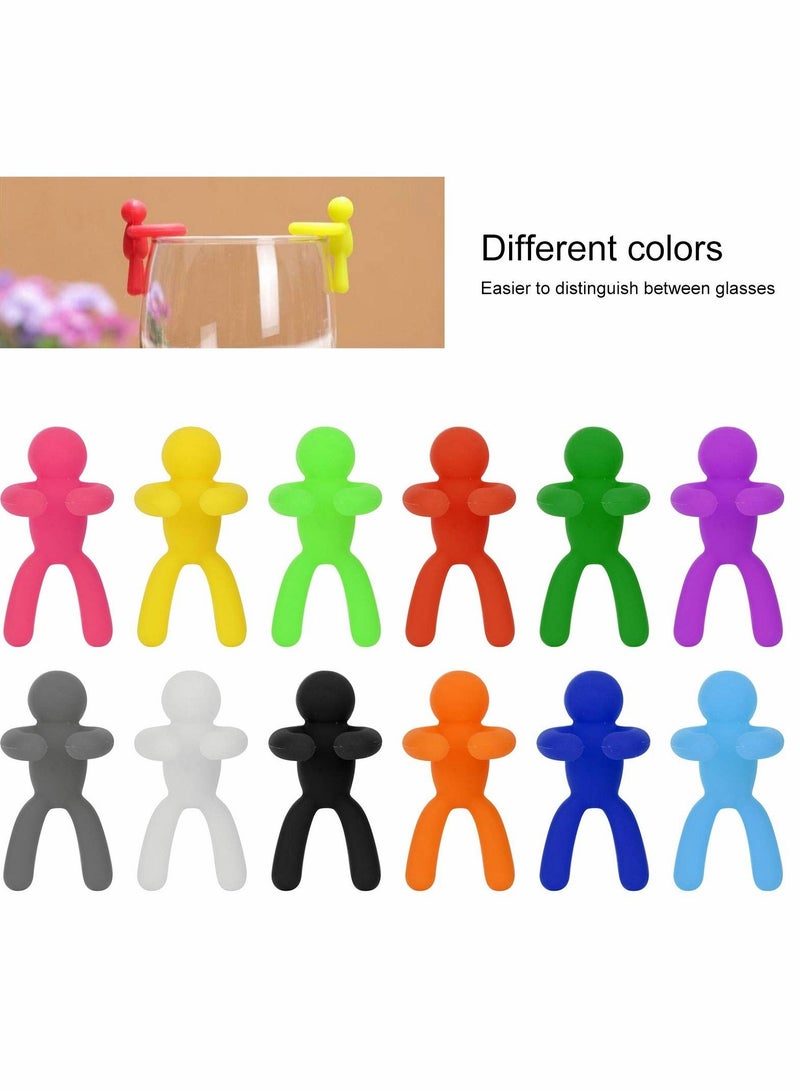 12Pcs Drink Glasses Markers, Label Tags Identifiers, Colorful Reusable Charms for Glass Cups Bottles Home Party Favors
