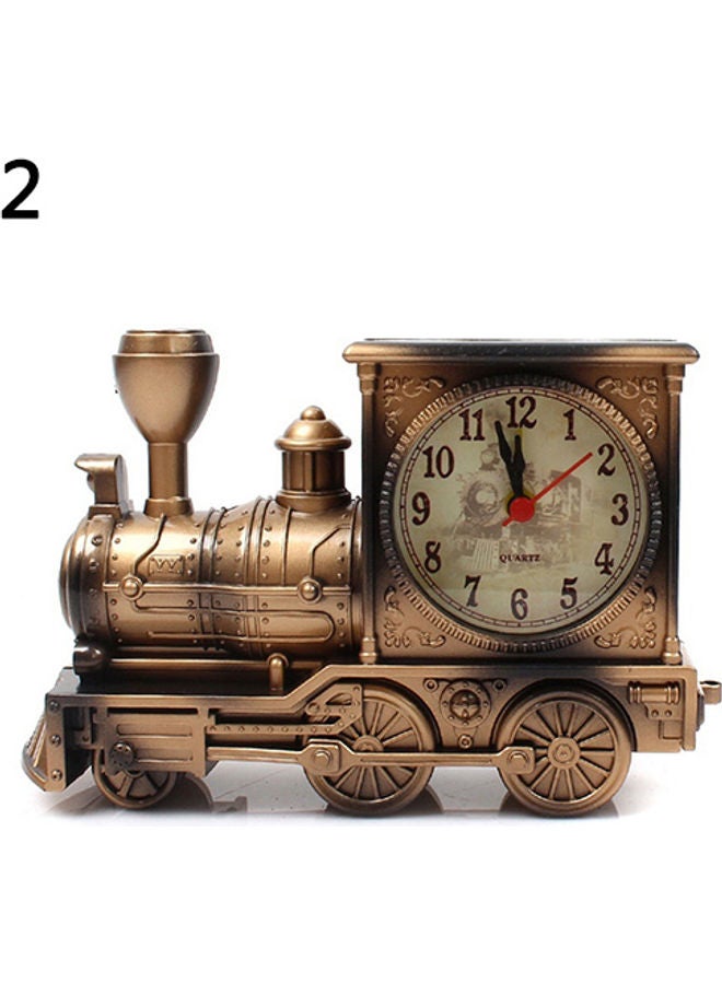 NIBEMINENT Locomotive Train Alarm Clock Antique Desk Decor Brown 