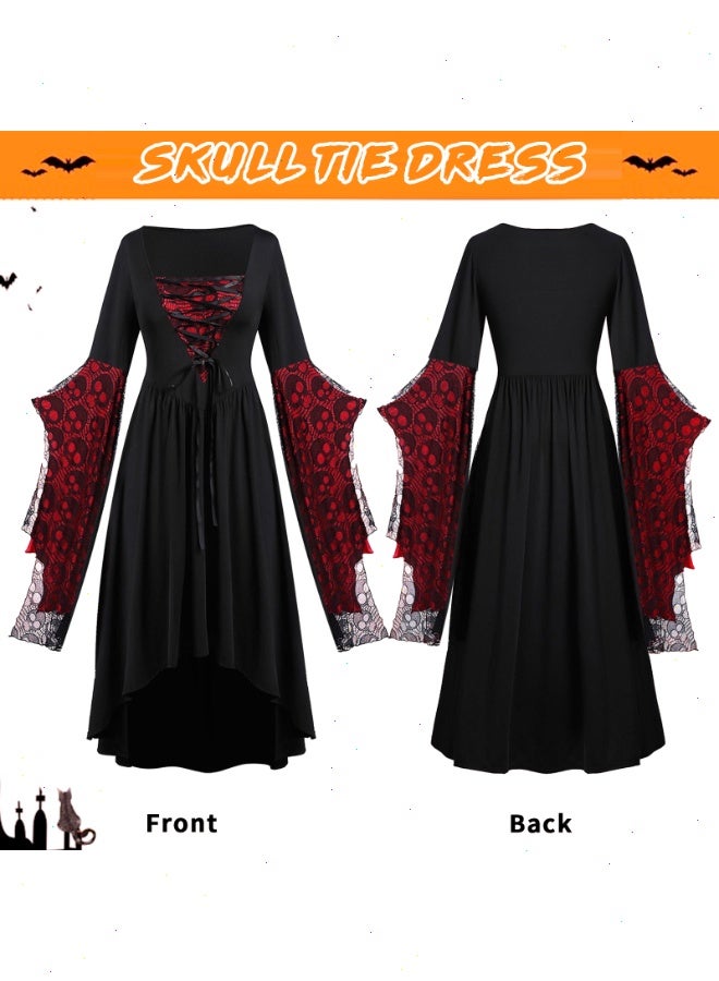 Yoawllty Halloween Costume for Women, Halloween Theme Party Queen Costume with Witch Hat, Halloween Costume for Girls, Fancy Party Outfit Dress（Size XL） - Image 4