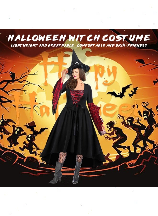 Yoawllty Halloween Costume for Women, Halloween Theme Party Queen Costume with Witch Hat, Halloween Costume for Girls, Fancy Party Outfit Dress（Size XL） - Image 5