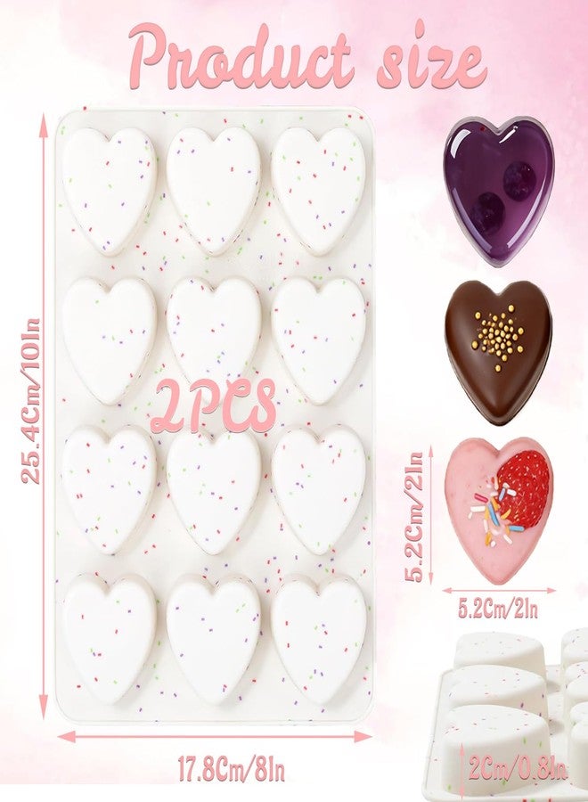 Dreplfn Heart Silicone Mold 2Pcs Valentines Silicone Molds 2 Inch Heart Chocolate Candy Molds Cake Pan Anniversary Chocolate Baking Mold for Baking Cake Jelly Pudding Fondant Muffin Soap Candle Ice Cubes - Image 3
