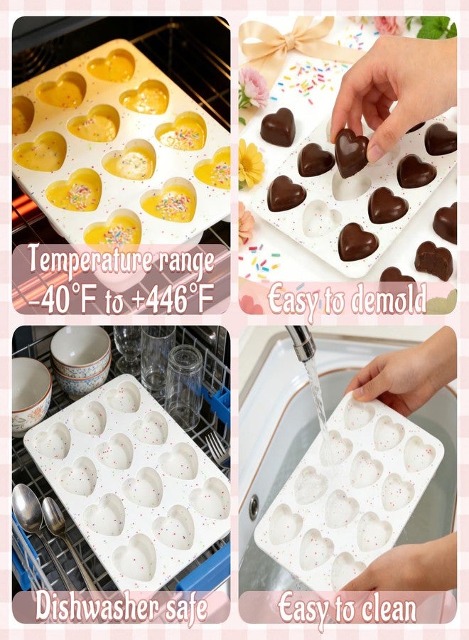 Dreplfn Heart Silicone Mold 2Pcs Valentines Silicone Molds 2 Inch Heart Chocolate Candy Molds Cake Pan Anniversary Chocolate Baking Mold for Baking Cake Jelly Pudding Fondant Muffin Soap Candle Ice Cubes - Image 5