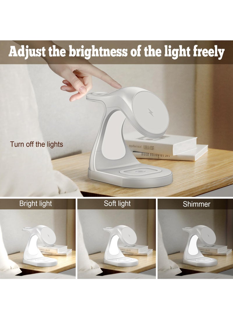SYOSI - Magnetic Charging Station, 3 in 1 Wireless Travel Charging Station with Light, Mag-Safe Charger Portable Stand, for Multiple Devices Apple, for iPhone 15 14 13 12 - Image 1