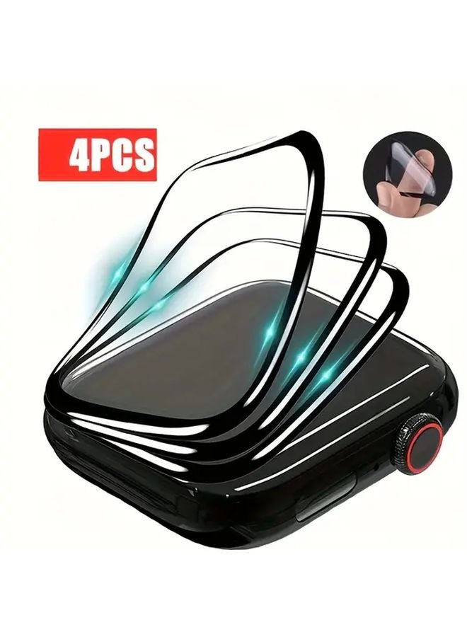 4Pcs Soft Glass 9D Full Coverage Screen Protector For Apple Watch SE Series 3 4 5 6 7 8 Ultra 49mm 45mm 41mm 44mm 40mm 42mm 38mm Model S10 42mm - Image 1