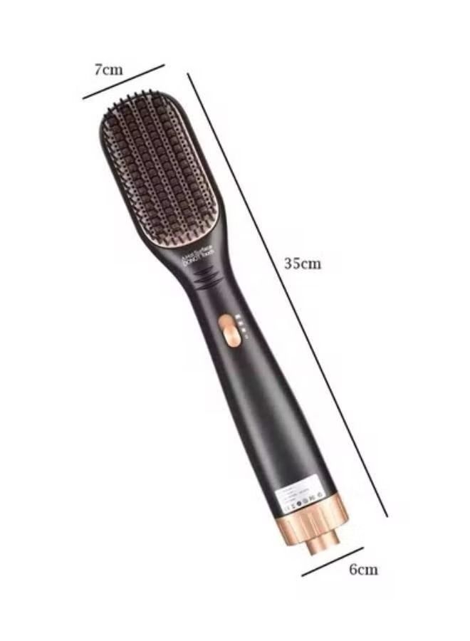 Multi-functional Hair Dryer Hot Air Comb Black/Gold - Image 2