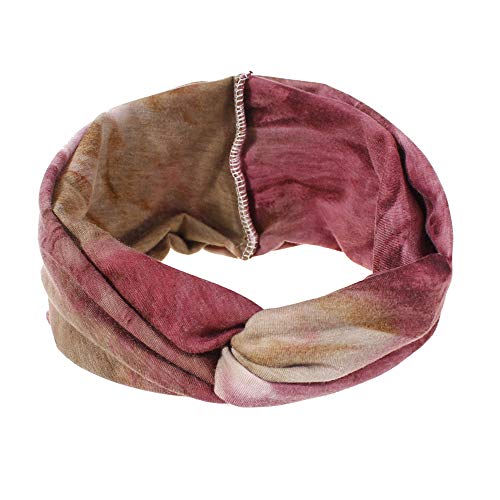 DINPREY Criss Cross Hair band Tie Dye 4 Pcs Boho Headbands Paisley Bandana Wide Head Wraps Cotton Knotted Yoga Sport Sweatband Twist Head Bands (4 Colors Pack A) - Image 2