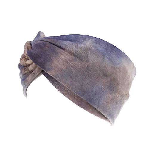 DINPREY Criss Cross Hair band Tie Dye 4 Pcs Boho Headbands Paisley Bandana Wide Head Wraps Cotton Knotted Yoga Sport Sweatband Twist Head Bands (4 Colors Pack A) - Image 3