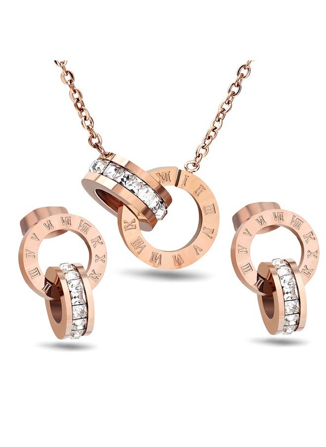 yongsheng Designer Jewellery Set，for Women Numeral Pendant Necklace and Earrings Set  - Image 1