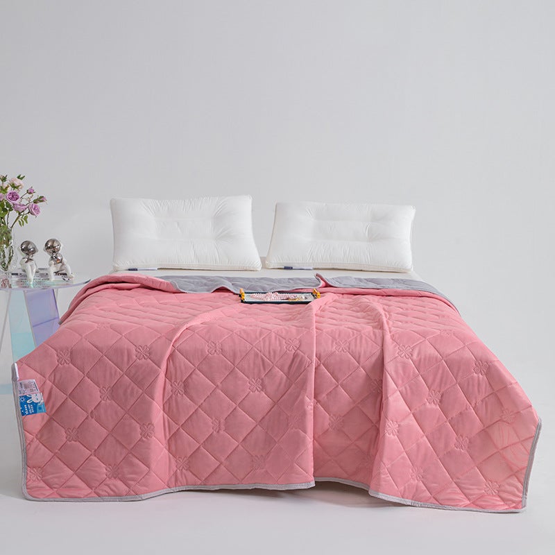 Washed Cotton Air-Conditioning Quilt Summer Cool Quilt Double Summer Quilt Summer Thin Quilt Single Core Machine Washable Summer Solid Color - Image 1
