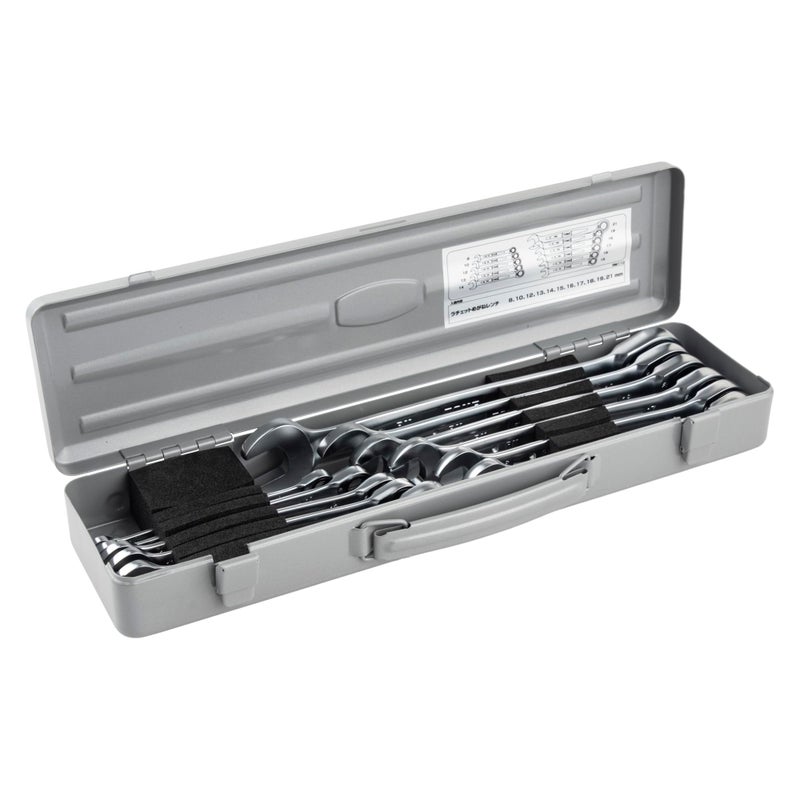TONE Ratchet Ring Wrench Set Standard RM110 Silver 11-Piece - Image 3