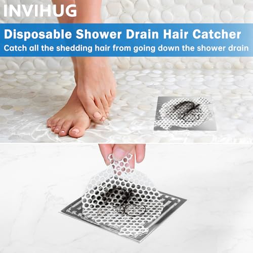 INVIHUG,25 Pack, Disposable Shower Drain Hair Catcher Mesh Stickers,Disposable Hair Drain Catcher. (White) - Image 4