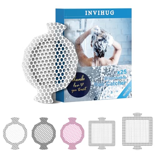 INVIHUG,25 Pack, Disposable Shower Drain Hair Catcher Mesh Stickers,Disposable Hair Drain Catcher. (White) - Image 1