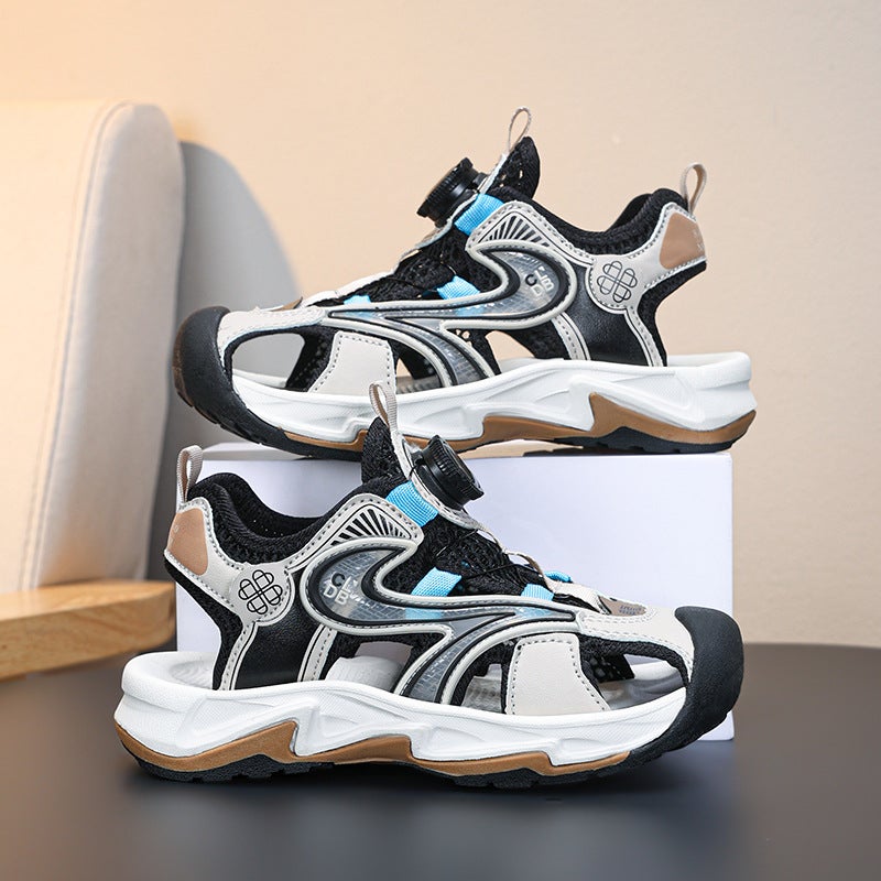 Sandals With Toe Caps, Hollow Buttons, Cartoon Elements, Soft Soles For Boys And Girls, Sports Running, Lightweight, Breathable, Cute And Versatile - Image 1