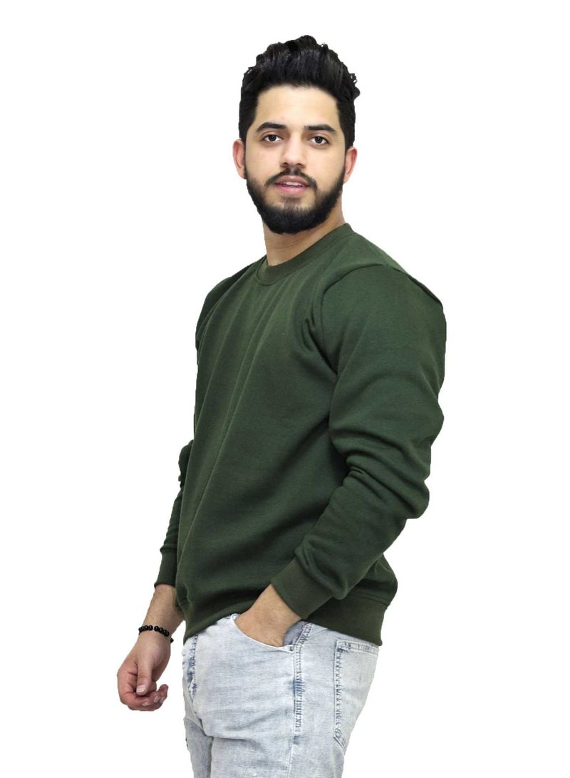 OneHand Basic Casual Sweatshirt Cotton - Olive - Image 2