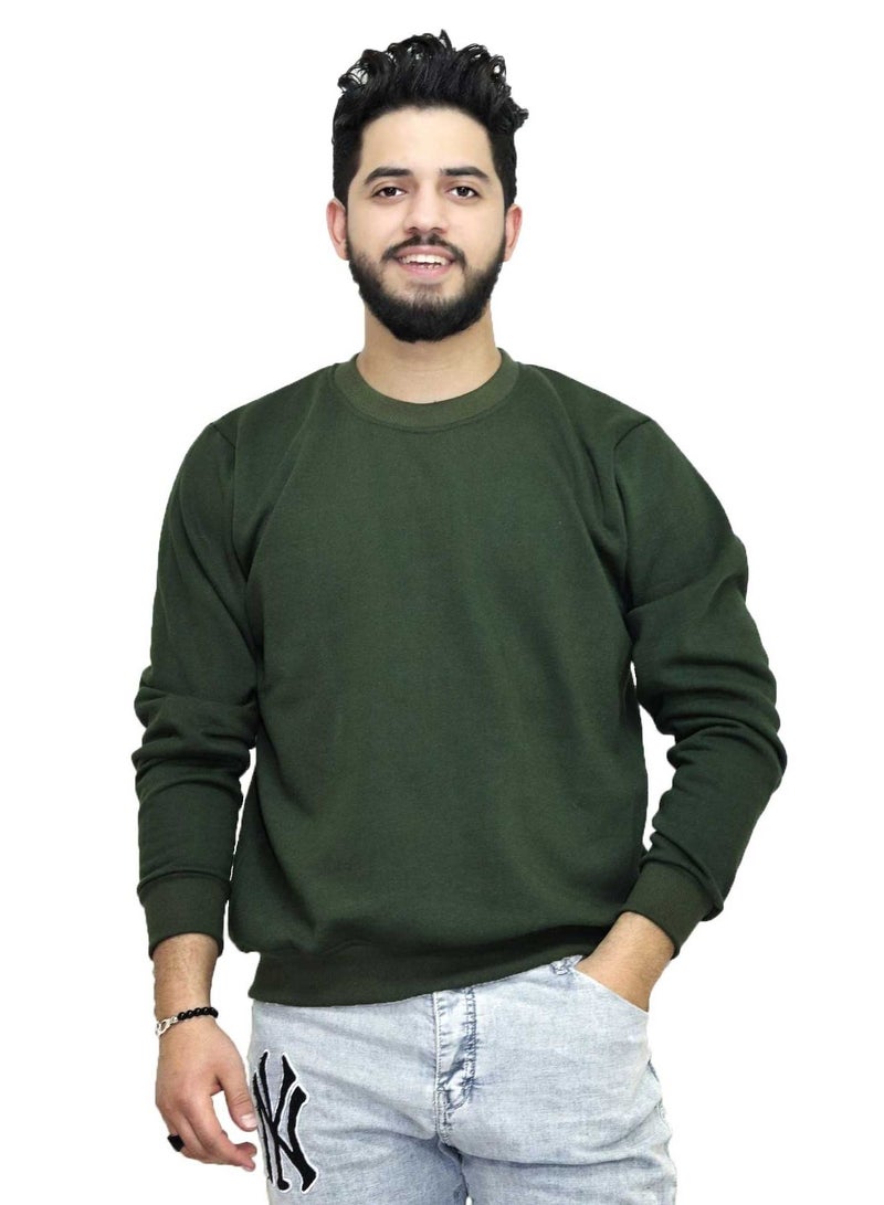 OneHand Basic Casual Sweatshirt Cotton - Olive - Image 1