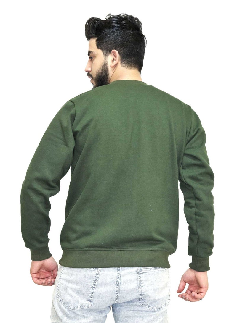 OneHand Basic Casual Sweatshirt Cotton - Olive - Image 3