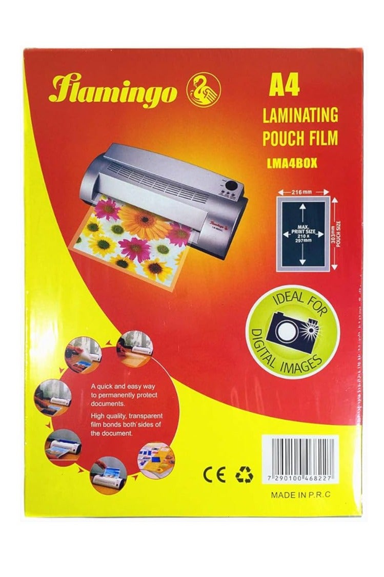Flamingo A4 Size Laminating Pouch 125 Micron 210×297mm 100 Pieces - Image 1