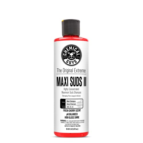 Chemical Guys CWS_101_16 Maxi-Suds II Foaming Car Wash Soap (Works with Foam Cannons, Foam Guns or Bucket Washes) Safe for Cars, Trucks, Motorcycles, RVs & More, 16 fl oz, Cherry Scent - Image 1