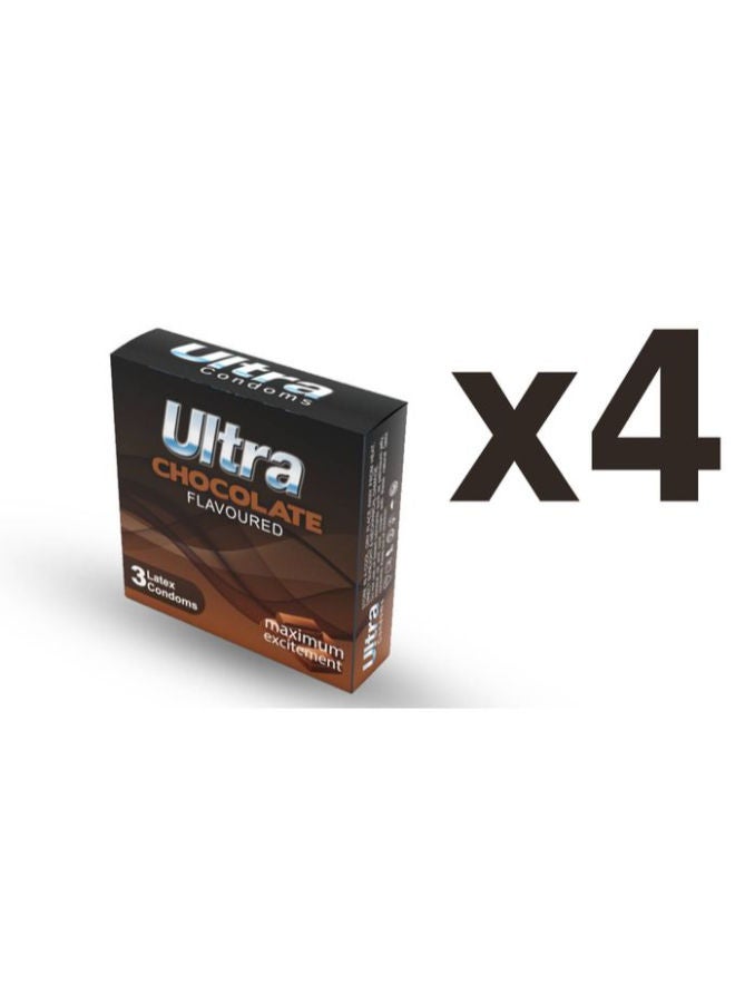 Ultra active 4 Packs Of Chocolate Flavored Condom 12 Pieces 