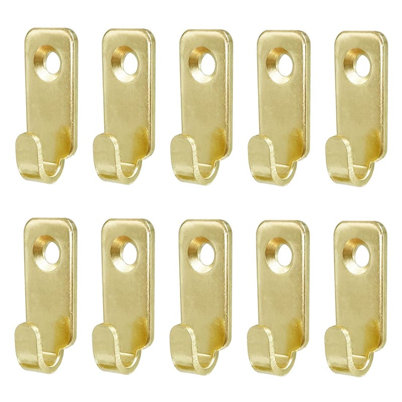Adiyer 10pcs Heavy Duty JShaped Hangers 304 Stainless Steel Wall Mounted Mini J Hook for Mirror Picture Frames Hanging WireD RingsKeyhole Hangers Gold