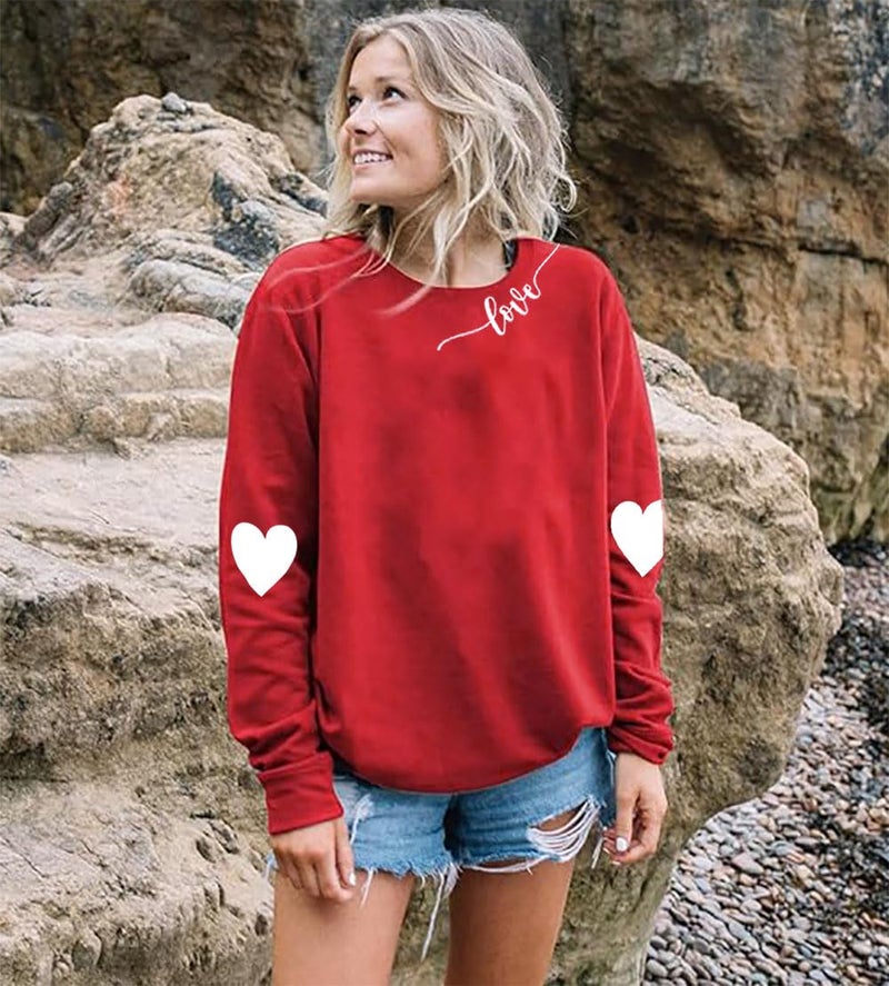 YALUCOR Valentines Day Sweatshirts for Women Valentine Sweatshirt Love Heart Graphic Pullover Tops Casual Tops - Image 4