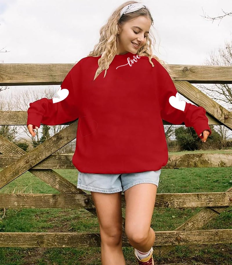 YALUCOR Valentines Day Sweatshirts for Women Valentine Sweatshirt Love Heart Graphic Pullover Tops Casual Tops - Image 3