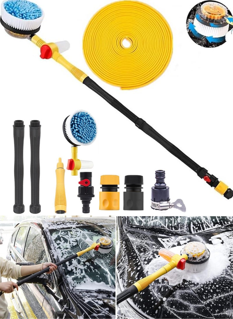 Pretocter Car Wash Brush Clean Brush with 5-meter Water Pipe Set, High-pressure Automatic Rotation, Generates Foam for Automatic Cleaning - Image 1