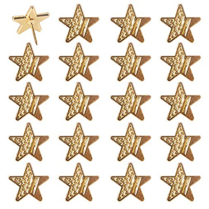 Hdtyyln 20 Pcs Gold Star Push Pins Zinc Alloy Thumb Tacks for Wall MultiFunctional Fun Decorative Thumbtack for Cork Board Bulletin Board Map Drawing Fixed Paper Photo Cute Office Accessories
