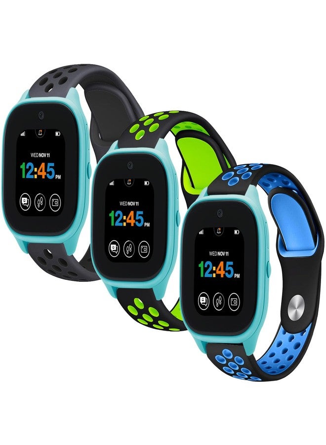 BXKM [3 Pack] Silicone Sport Bands Compatible with Gizmo Watch 3/2/1,Gabb Watch 3/2/1,SyncUP Watch Band for Kids,20mm Soft Breathable Smartwatch Band for Boys and Girls,Small Size (Black Blue & Black Green - Image 1