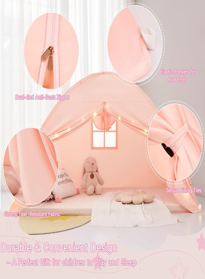 Akiky Bed Tent Bed Canopy Twin Size with Bottom,Kids Tent with Lights Portable Foldable Bunk Bed Curtains for Girls Boys (Pink, Twin) - Image 2