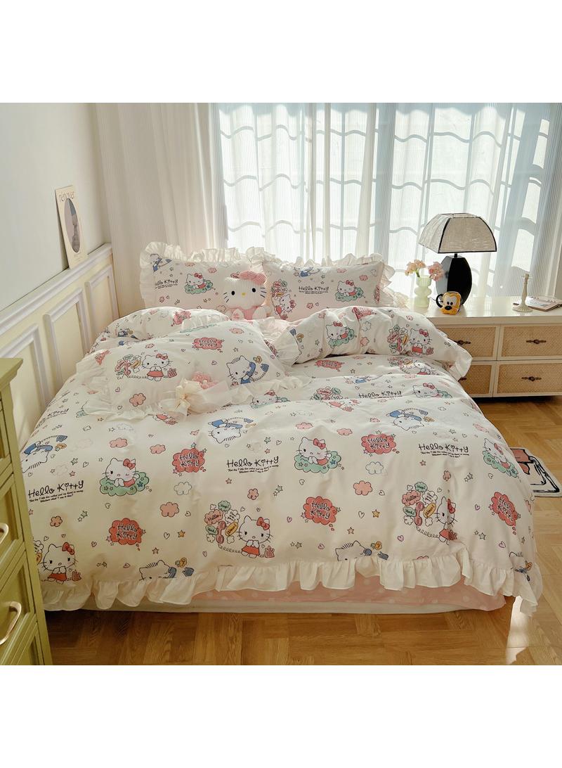 Bluejw 4-Piece Hello Kitty Cotton Comfortable Set Bed Sheet Set Children'S Day Gift Birthday Gift 200X230cm - Image 1