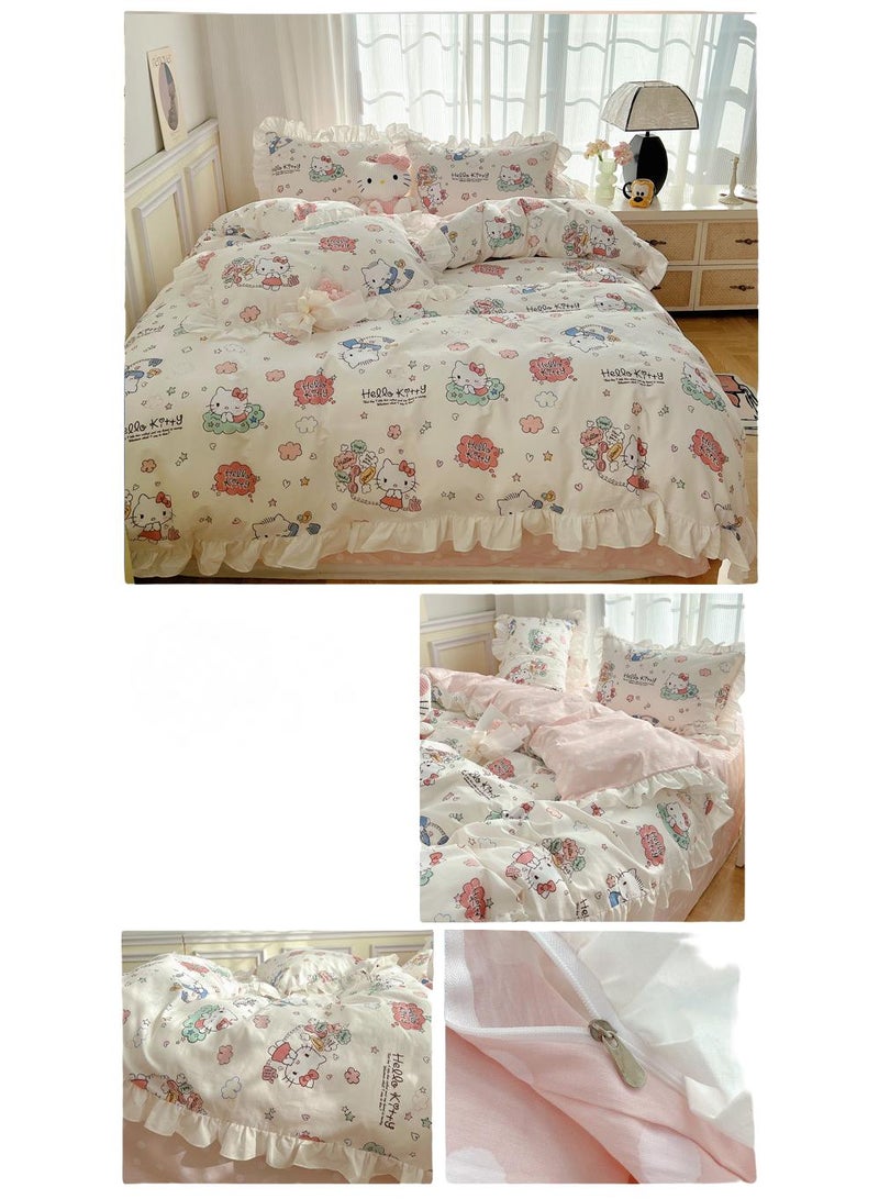 Bluejw 4-Piece Hello Kitty Cotton Comfortable Set Bed Sheet Set Children'S Day Gift Birthday Gift 200X230cm - Image 3
