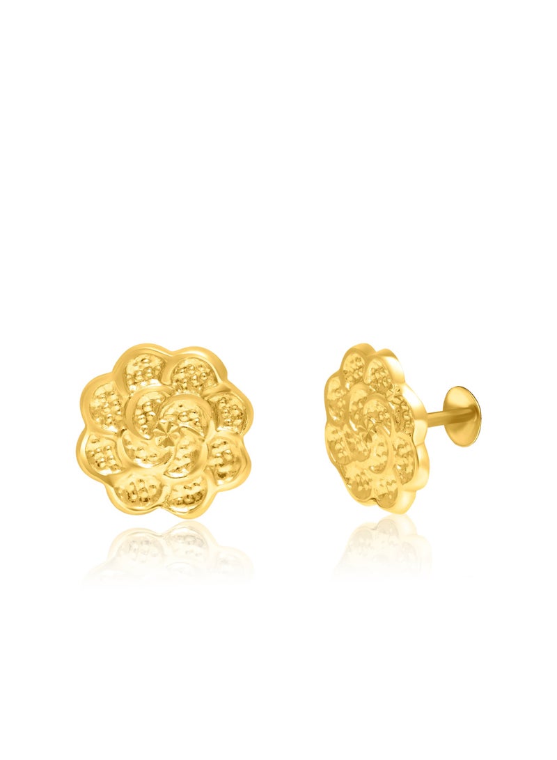 Hamsa.ae 18K Pure Gold Flower Screw Earring Set