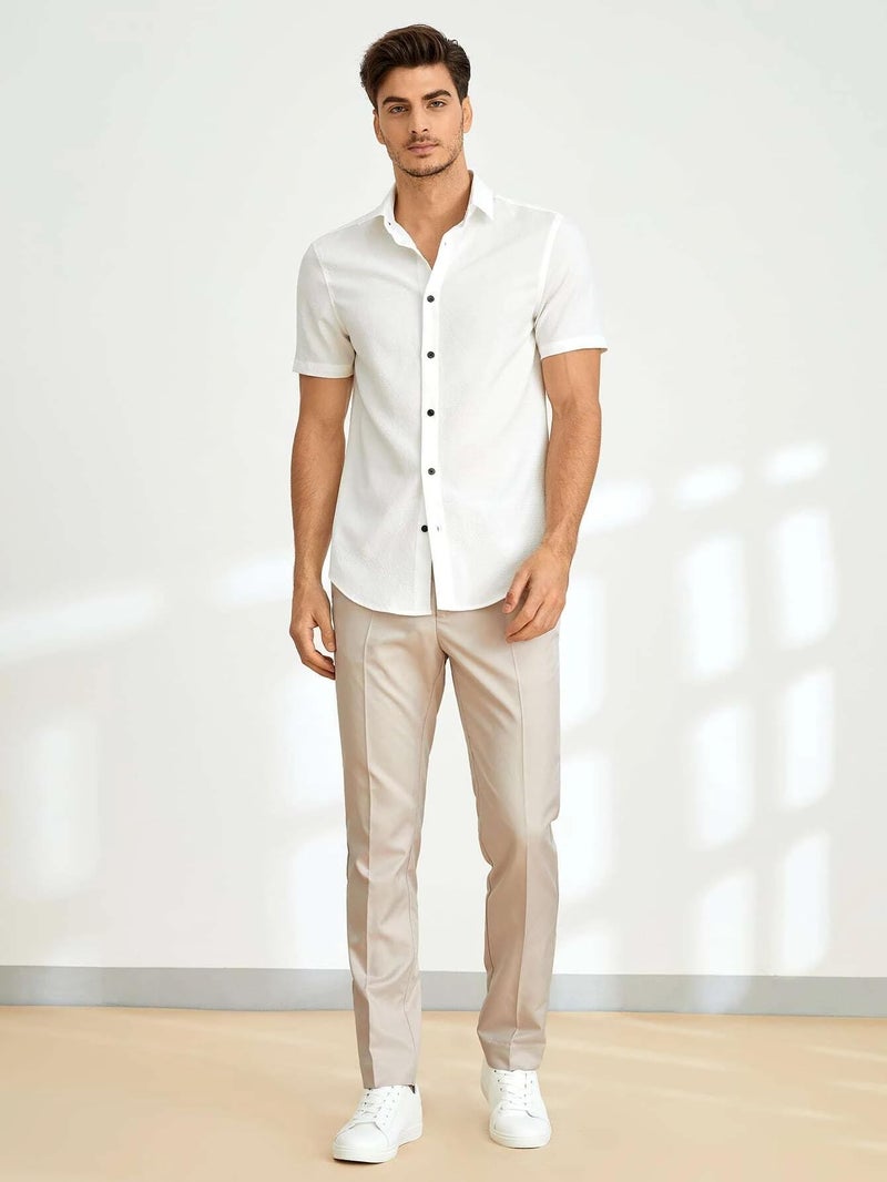 TAGDO Men's Casual Shirt|| Solid Shirt|| Half Sleeve (Half-Shirt-5160-White-XXL) - Image 2