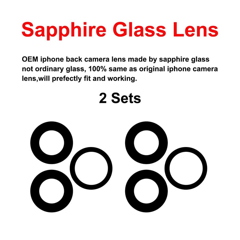 Perzework 2 Set Original Back Rear Camera Lens Glass Replacement for iPhone 12 Pro Max 6.7-inches with pre-Installed Adhesive and Reparing Toolkit - Image 3